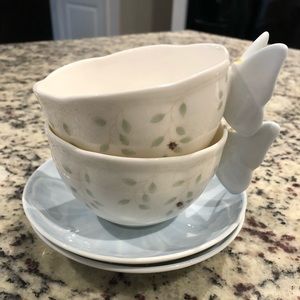 Lenox Butterfly Meadow Teacups w/Saucers